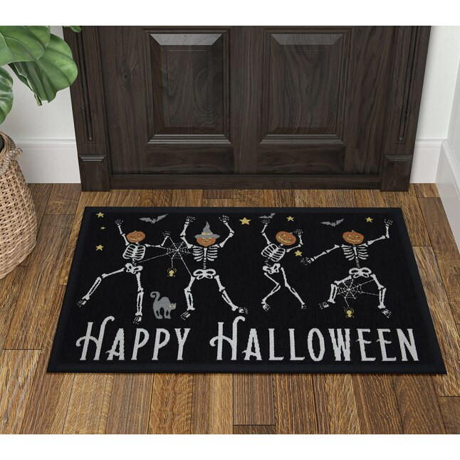 Haunted Living 21-in x 34-in Black Multi Non-Slip Grip Indoor Door Mat | Lowe's