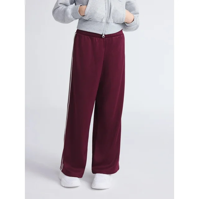 Weekend Academy Girls Wide Leg Track Pants with Side Stripes, Sizes 4-18 | Walmart (US)