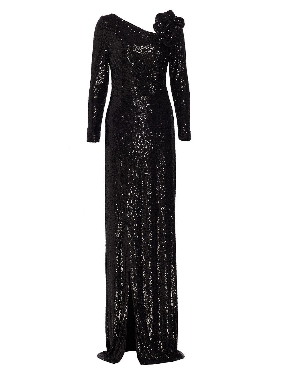 Teri Jon by Rickie Freeman Long-Sleeve Stretch Sequin Column Gown | Saks Fifth Avenue