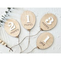 Wooden Monthly Milestones, Baby Photos, Newborn Shower Gift, Photo Props, 3D Balloon Postpartum Gift | Etsy (US)