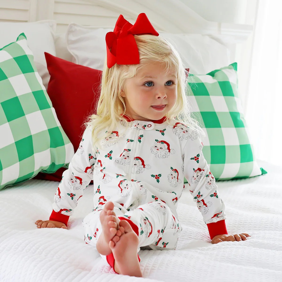 Vintage Santa White Zip Sleeper | Classic Whimsy