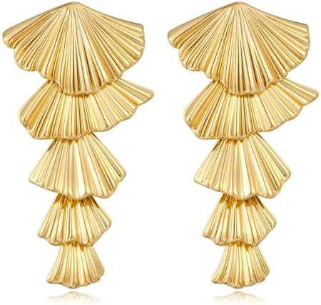 Gold/Silver Shell Dangle Earrings for Women Seashell Drop Dangle Earrings Ocean Beach Earrings Su... | Amazon (US)