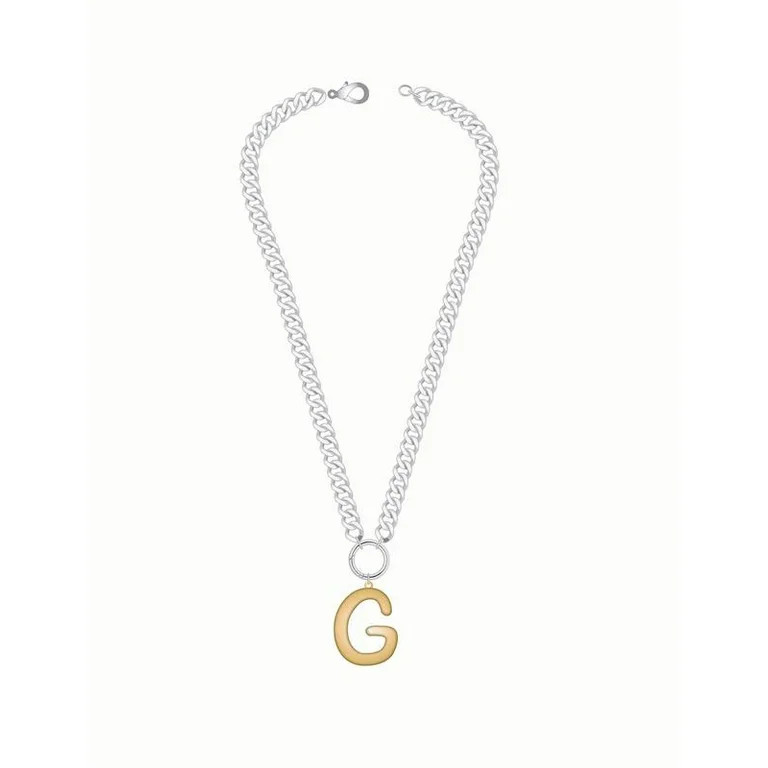 No Boundaries Mixed Metal Initial Bubble Letter Necklace, 1 Piece, Letter G | Walmart (US)