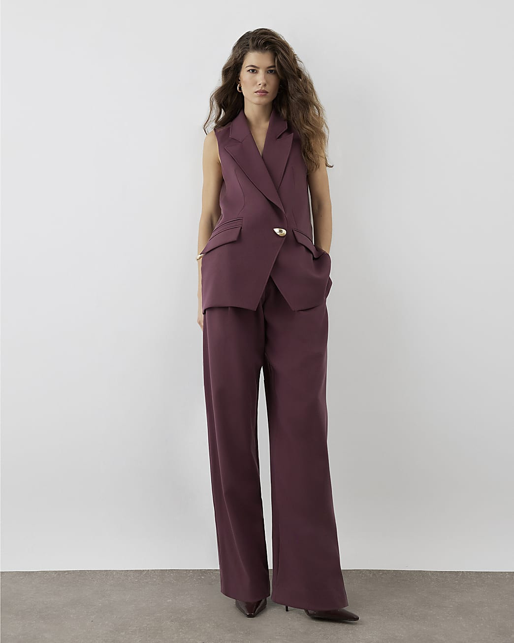 RI Studio Red High Waisted Wide Leg Trousers | River Island UK & IE