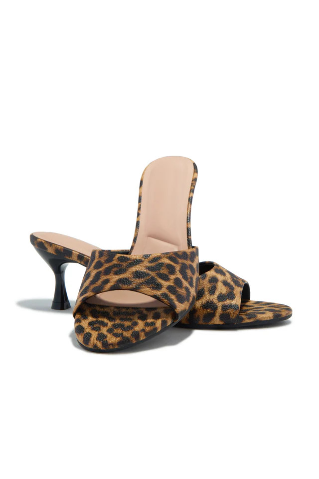 Miss Lola | Leslee Leopard Single Sole Mule Heels | MISS LOLA