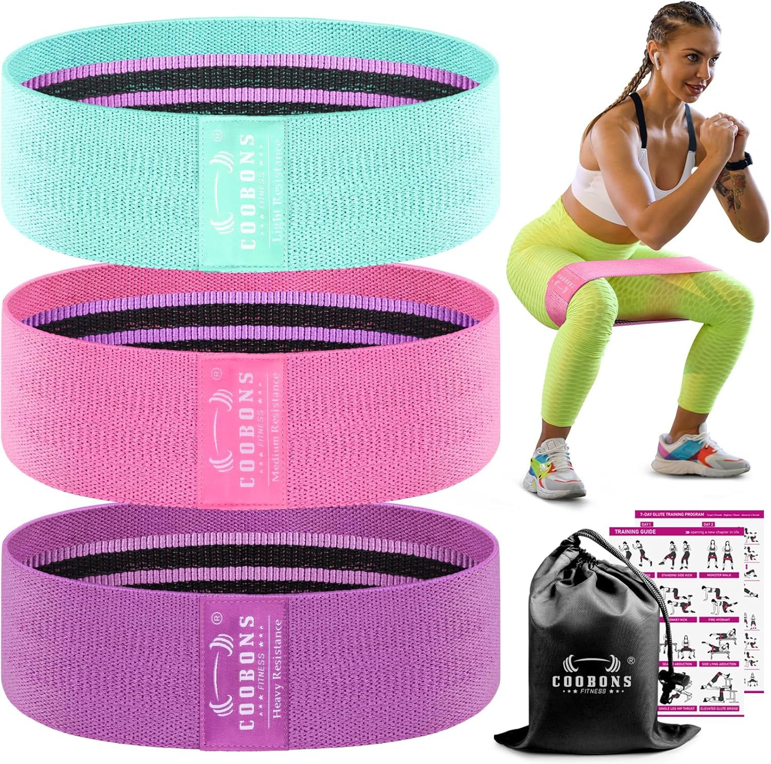 Resistance Bands Set - Booty & Legs Exercise Bands, Anti-Slip Fabric Stretch Bands, Workout Bands... | Amazon (US)