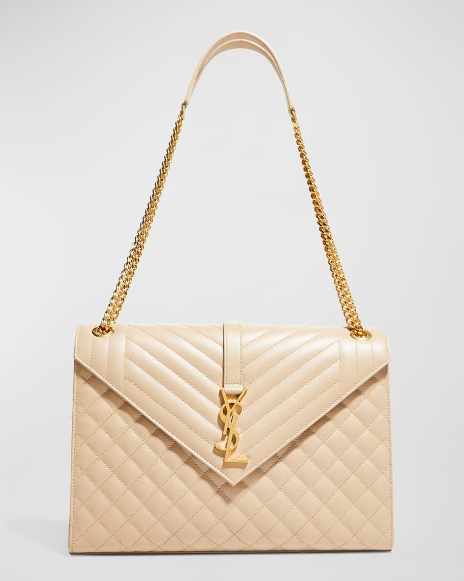 Saint Laurent Monogram YSL V-Flap Large Tri-Quilt Envelope Chain Shoulder Bag - Golden Hardware | Neiman Marcus