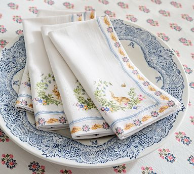 Botanical Bunny Cotton Napkins - Set of 4 | Pottery Barn (US)