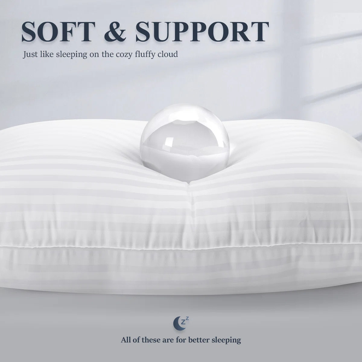 Luxury Cooling Down Alternative Queen bed Pillows with Plush Support Satin stripe Fiber bed Pillo... | Wayfair North America
