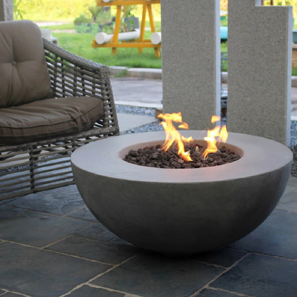 Humbert Bowl / Roca Outdoor Concrete Fire Pit 45,000 BTU - Includes Lava Rocks & PVC Cover | Wayfair North America