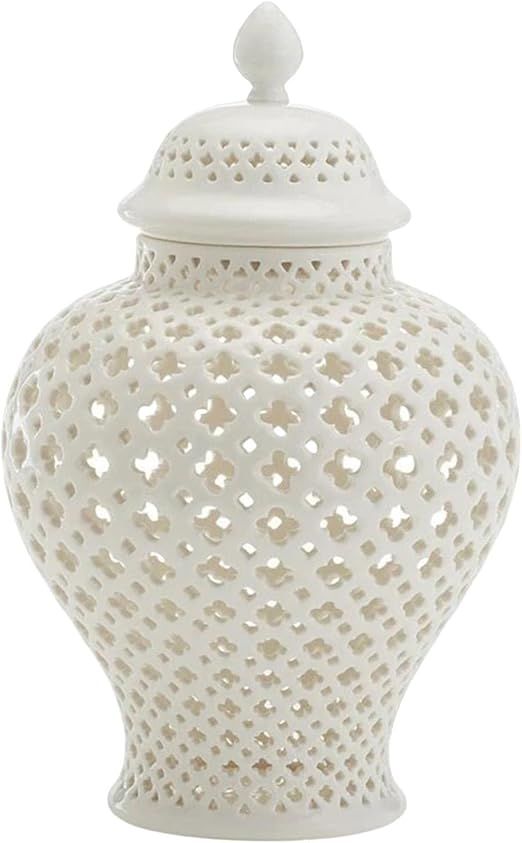 Light Luxury Ceramic Ginger Jar Display Lattice Hollow Vase Temple Jar Storage Jars Handicraft Or... | Amazon (US)