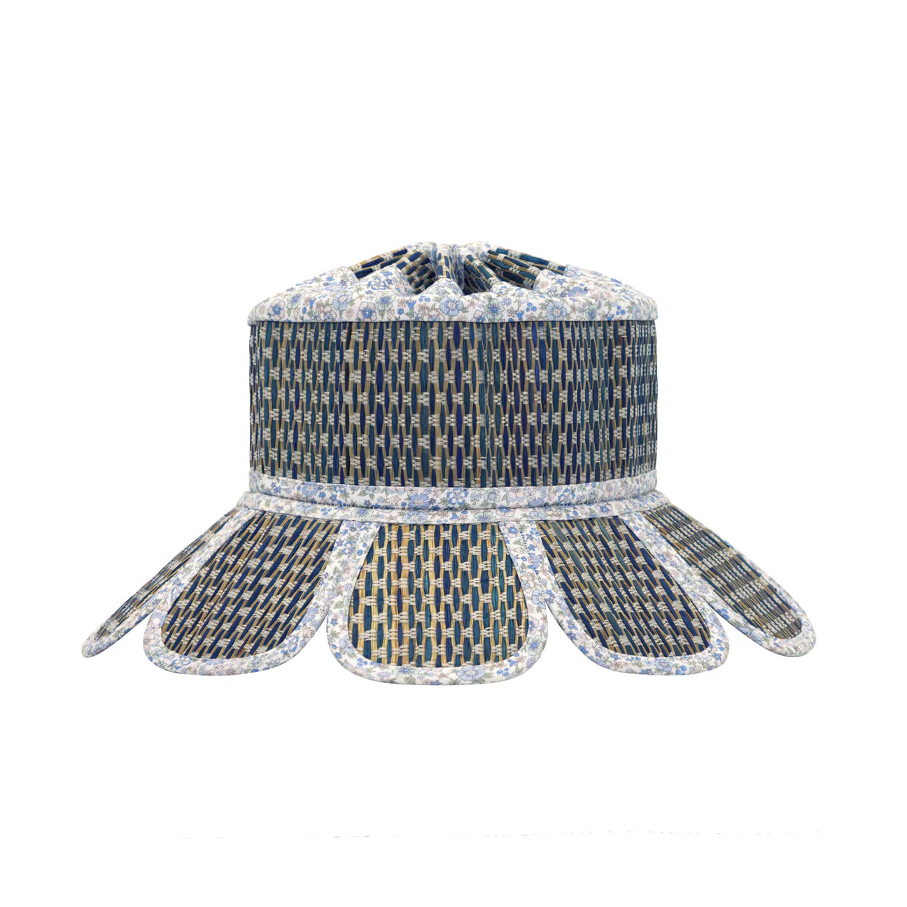 lorna murray x minnow slate floral and blue crosshatch women's manhattan hat | minnow