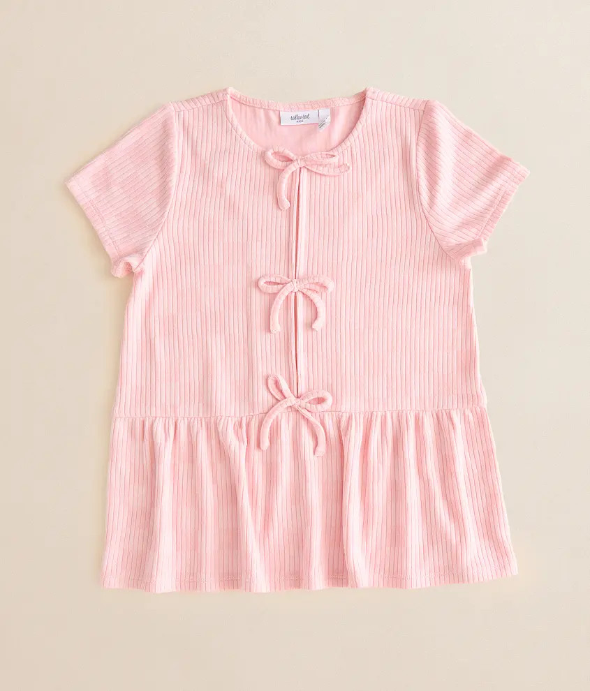 Girls - Faux Front Tie Checkered Top | Buckle