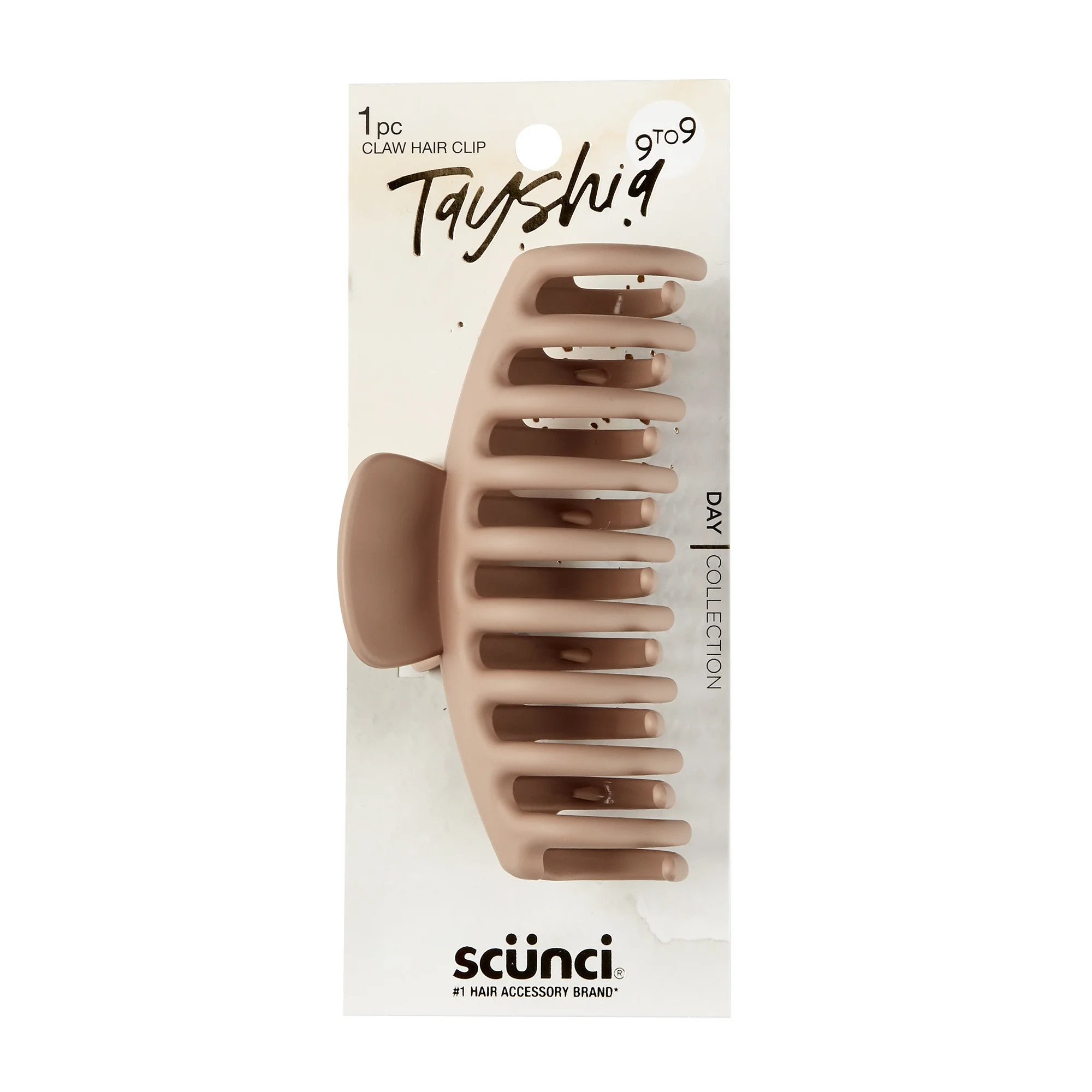 Tayshia by Scunci Long Teeth Barrel Claw Clip, Tan - Walmart.com | Walmart (US)