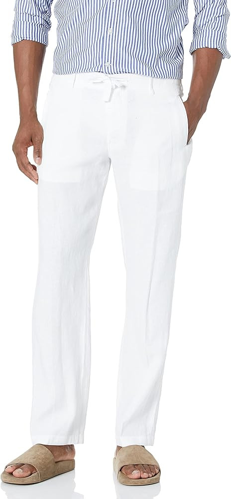 Perry Ellis Men's 100% Linen Drawstring Pants, Lightweight Breathable Fabric, Flat Front, Quarter... | Amazon (US)