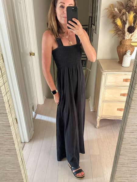 Most comfy jumpsuit ever and available in many colors | romper | looks like a sleeveless long black dresss

#LTKSeasonal #LTKOver40 #LTKStyleTip