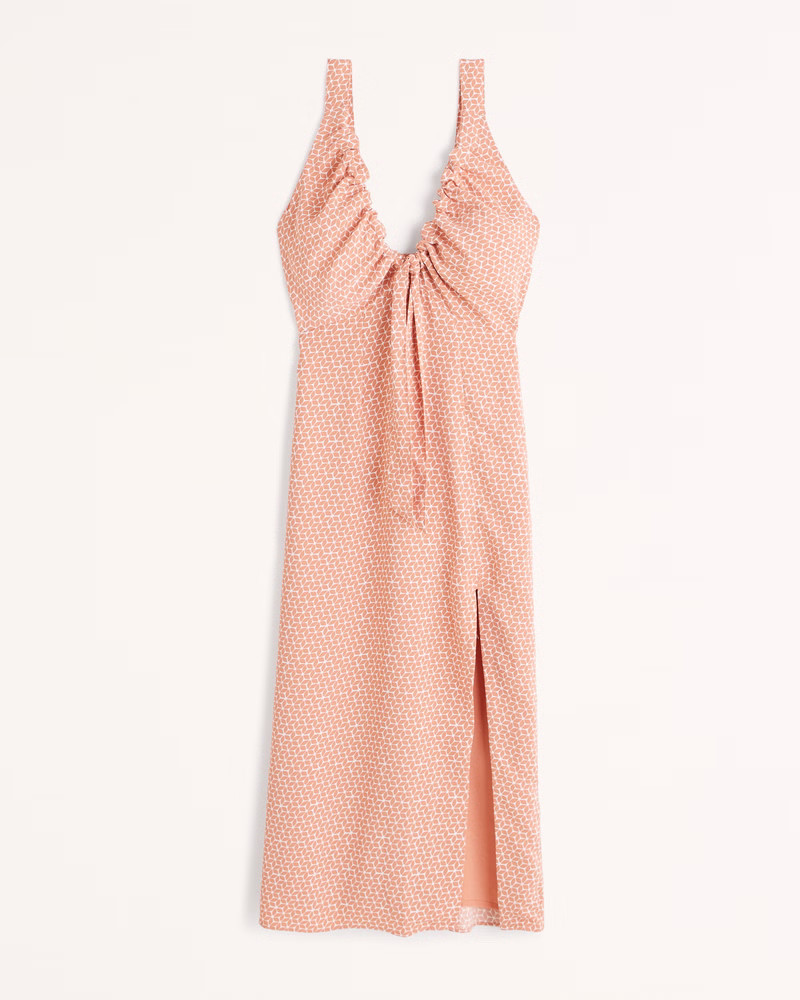 Women's Cinch-Front Slip Midi Dress | Women's New Arrivals | Abercrombie.com | Abercrombie & Fitch (US)