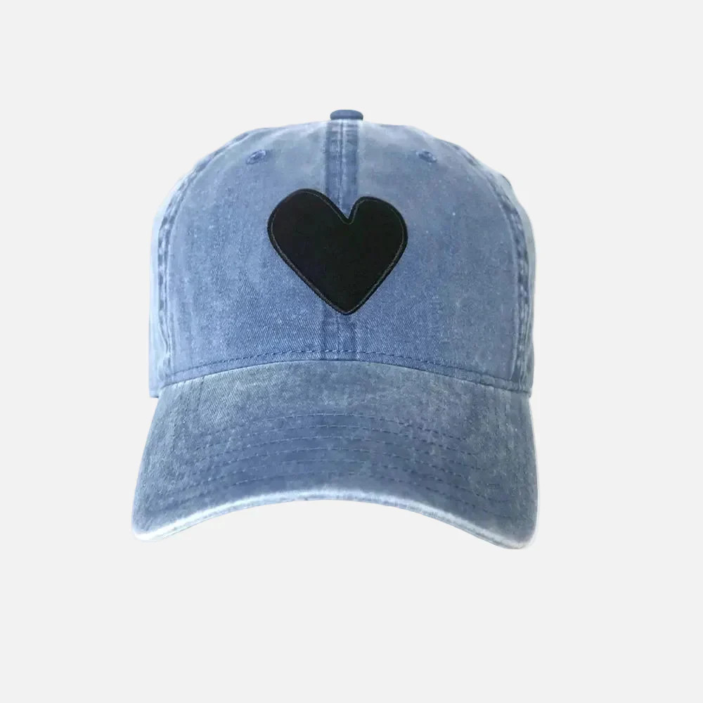 KR Baseball Hat Denim Imperfect Heart - Denim/Black // KERRI ROSENTHAL | Ama La Vita