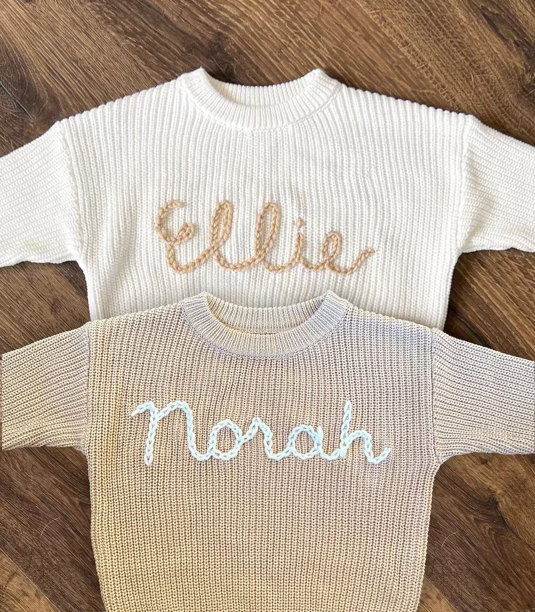 Personalized Embroidered Baby and Toddler Name Sweater | Chunky Baby Sweater | Kid's gift | Etsy (US)