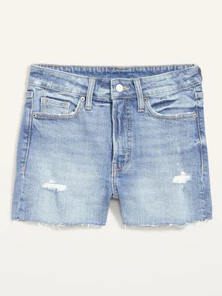 High-Waisted OG Straight Ripped Cut-Off Jean Shorts for Women -- 3-inch inseam | Old Navy (US)