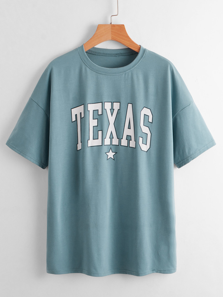 Letter Graphic Drop Shoulder Tee | SHEIN