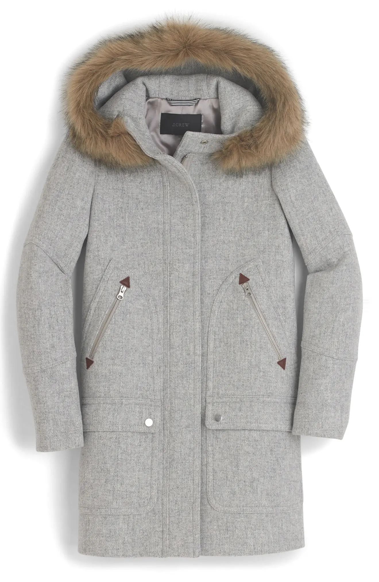 J.Crew Chateau Stadium Cloth Parka with Faux Fur | Nordstrom