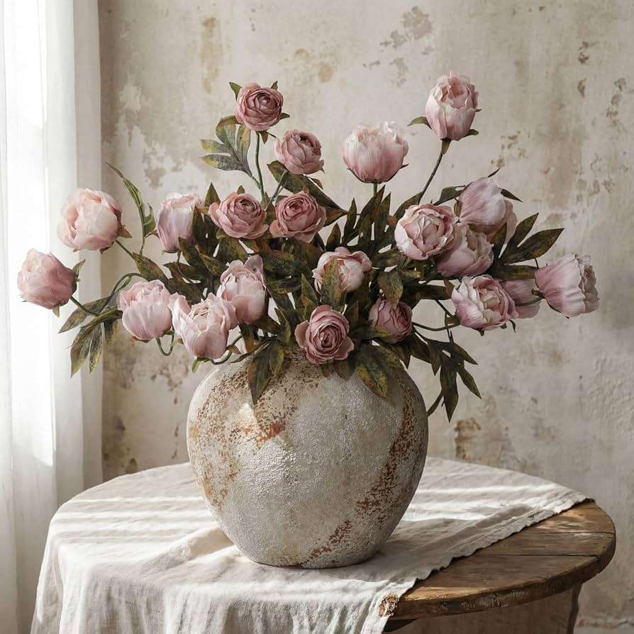 8 Pcs Artificial Peonies Stems Flowers Vintage Faux Peonies Stems Real Look Fake Peony Branches f... | Amazon (US)