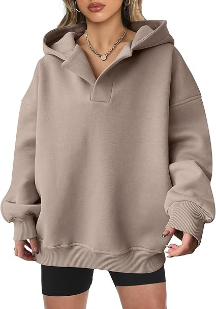 ANRABESS Womens Oversized Hoodies V Neck Sweatshirts Fleece Long Sleeve Pullover Y2K Clothes 2025... | Amazon (US)
