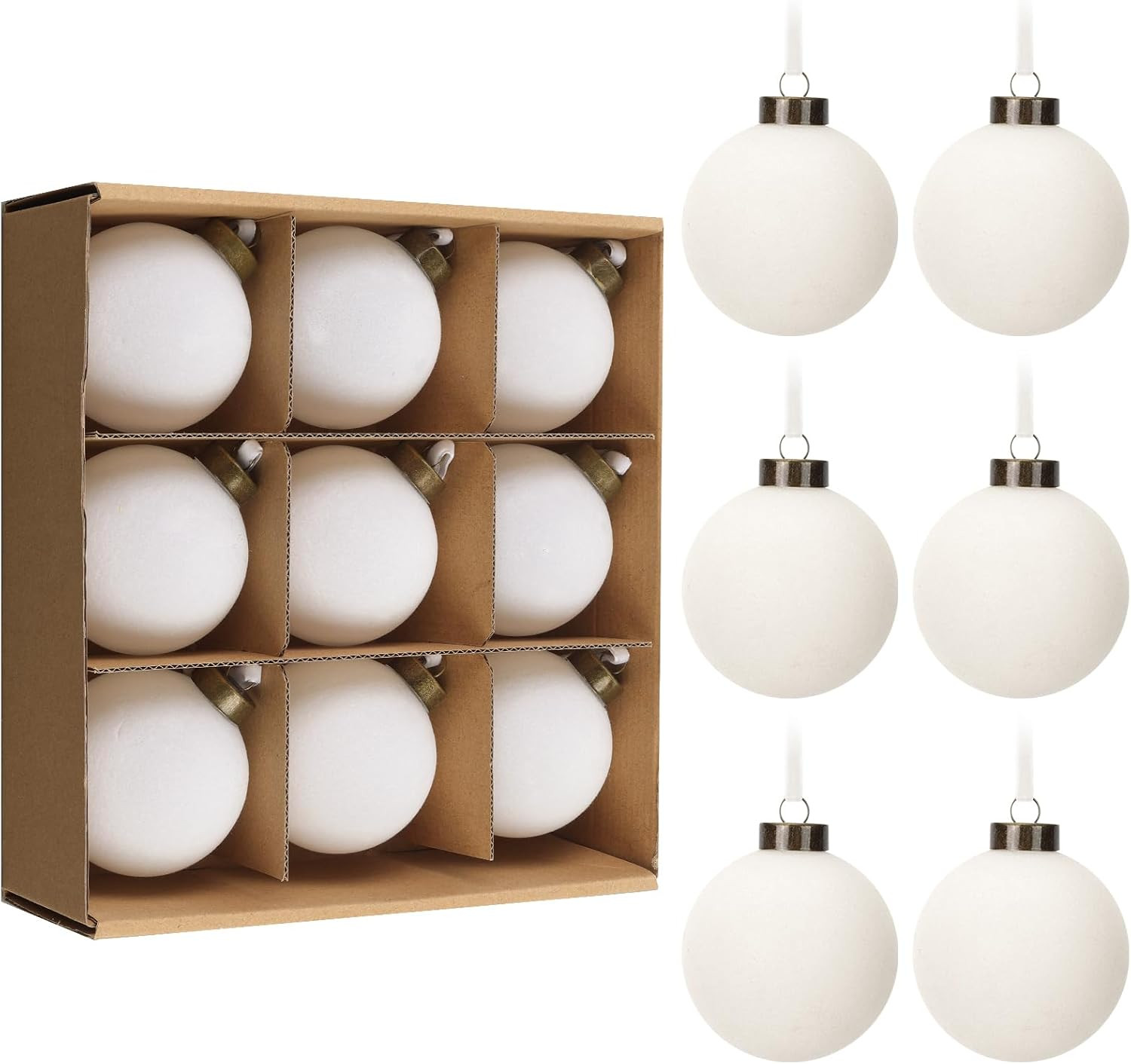 9 PCS Christmas Velvet Balls Flocked Xmas Tree Ball Ornaments Christmas Large Ball Set Xmas Tree ... | Amazon (US)