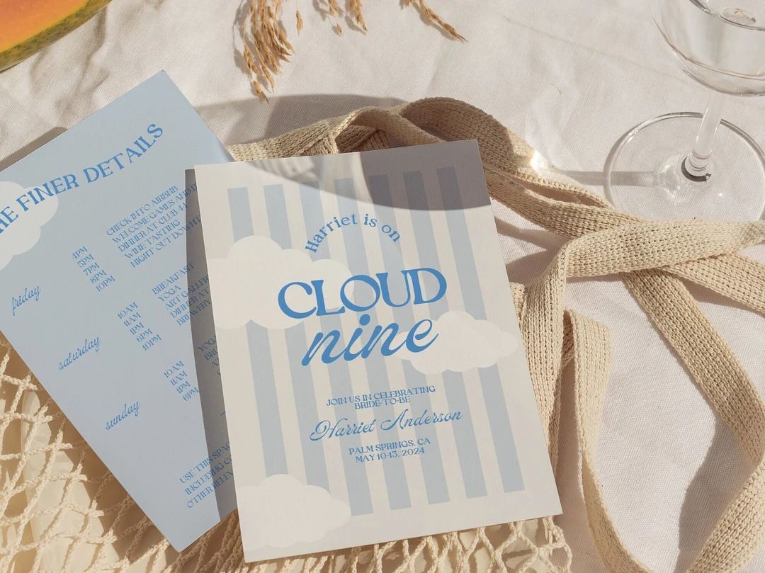 The Bride is on Cloud 9 Bachelorette Invitation Template - Etsy | Etsy (US)