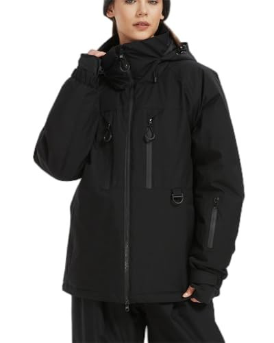 BGX Bluemagic Women's and Men's Waterproof Ski Jacket Warm Winter Snow Coat Mountain Windbreaker Hooded Raincoat Jacket(M,Black) | Amazon (US)