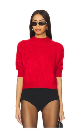 Autumn Cashmere Brushed Elbow Sleeve Boxy Crew in Red. - size M | Revolve Clothing (Global)