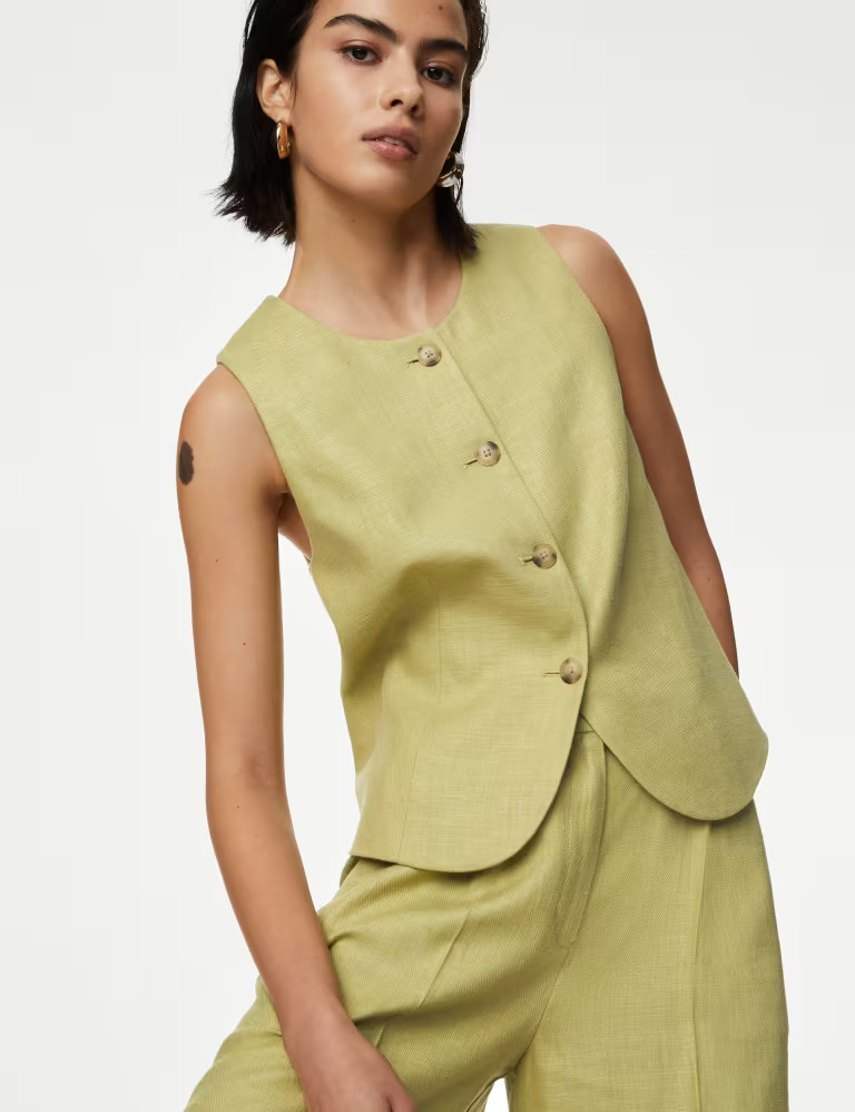 Linen Rich Tailored Waistcoat | Marks & Spencer (UK)
