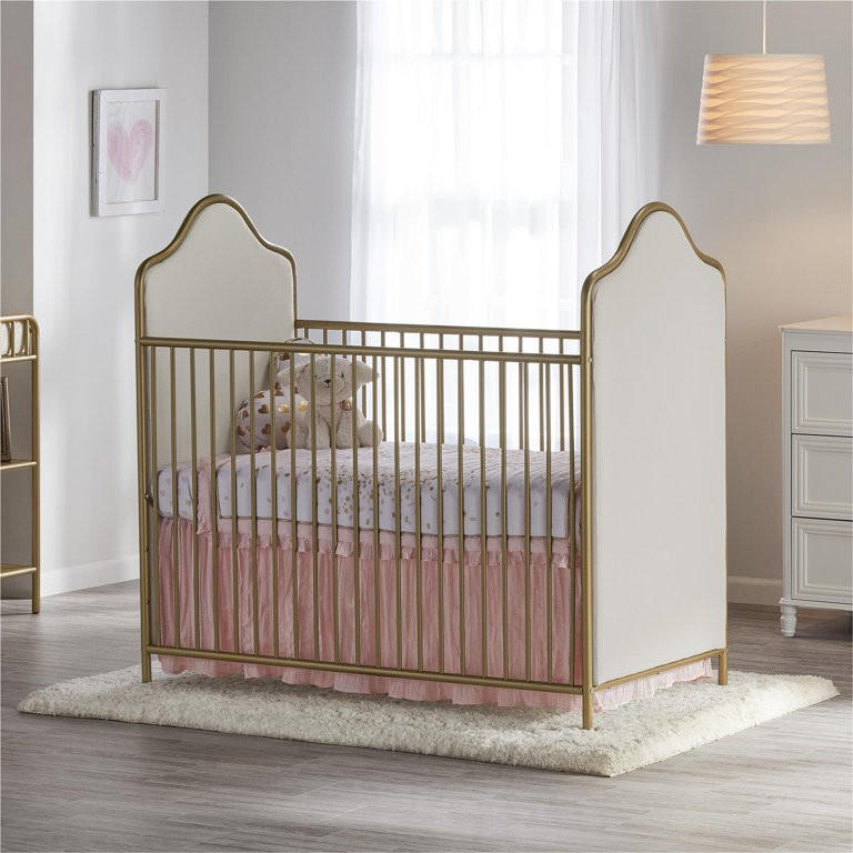 Little Seeds Piper Upholstered Metal Crib, Gold | Walmart (US)