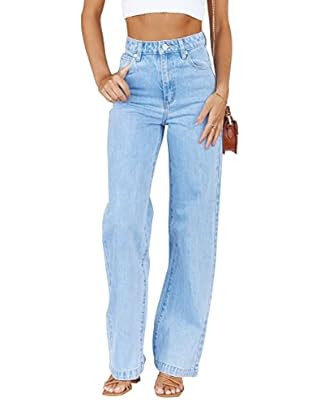 Womens Jeans Mid Waisted Straight Leg Loose Stretchy Lightweight Tummy Control Trendy Jeans for W... | Amazon (US)