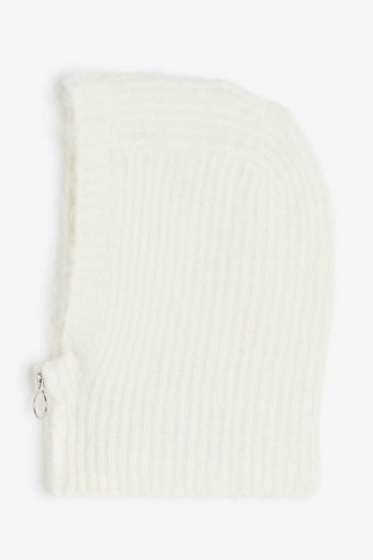 H & M - Cagoule en maille côtelée de laine mélangée - Blanc | H&M (FR, IT, ES, PT, BE)