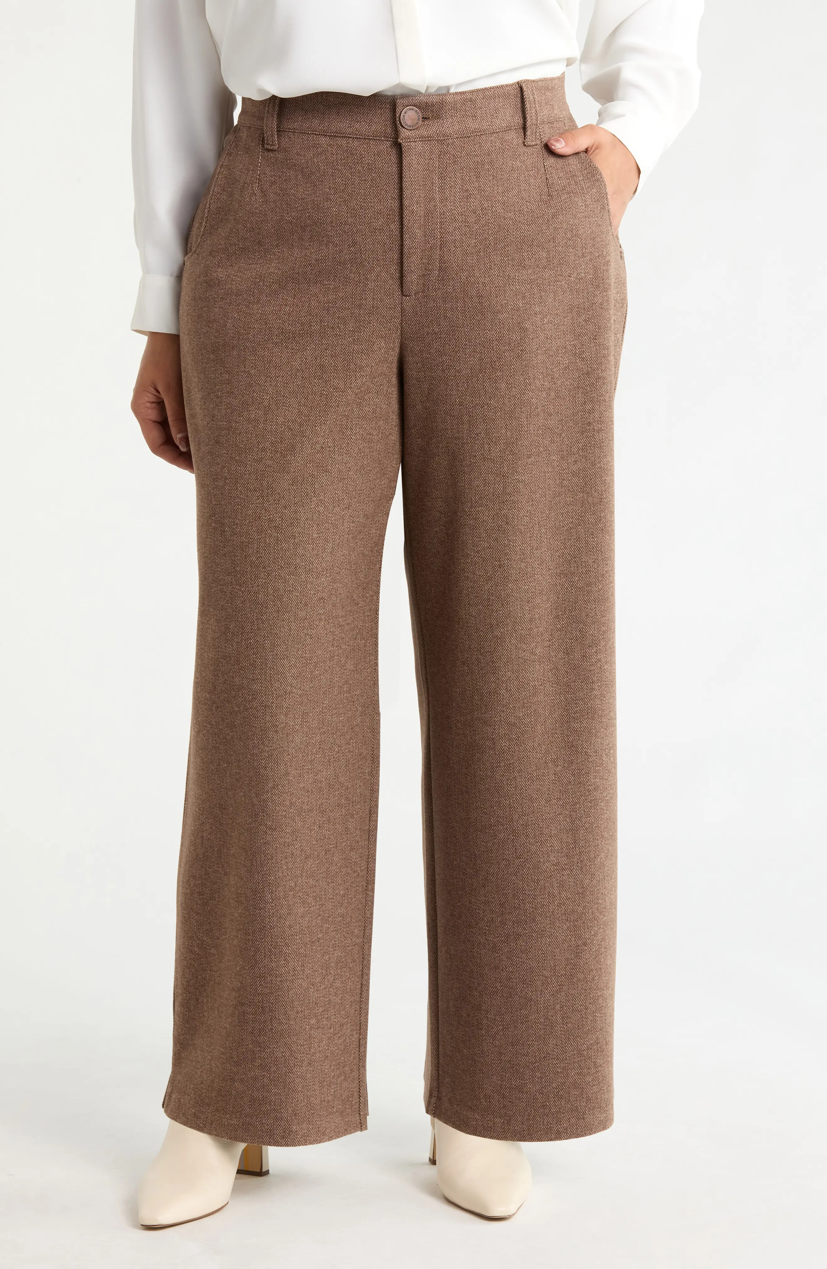 Wit & Wisdom Whitney Skyrise Wide Leg Trousers in Sand/cacao Powder at Nordstrom, Size 22W | Nordstrom