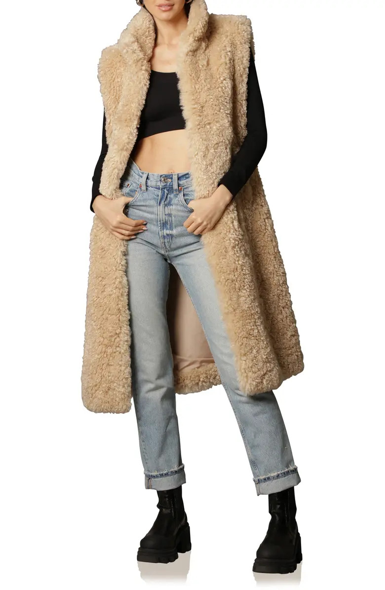 Faux Fur Belted Longline Vest | Nordstrom