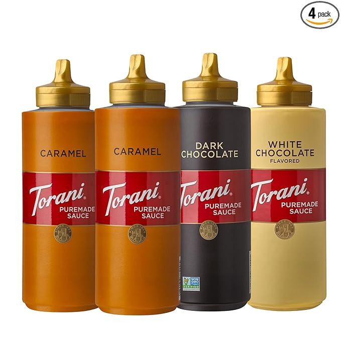 Torani Puremade Dessert & Drink Sauce Variety Pack, Dark Chocolate, White Chocolate & 2 Caramel, ... | Amazon (US)