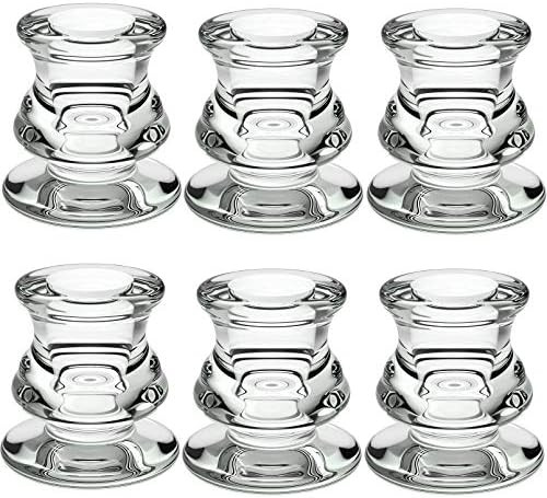 Glass Taper Candlesticks, PChero 2-in-1 Candles Holders for Pillar Tapered Tea Lights Candles, Id... | Amazon (US)