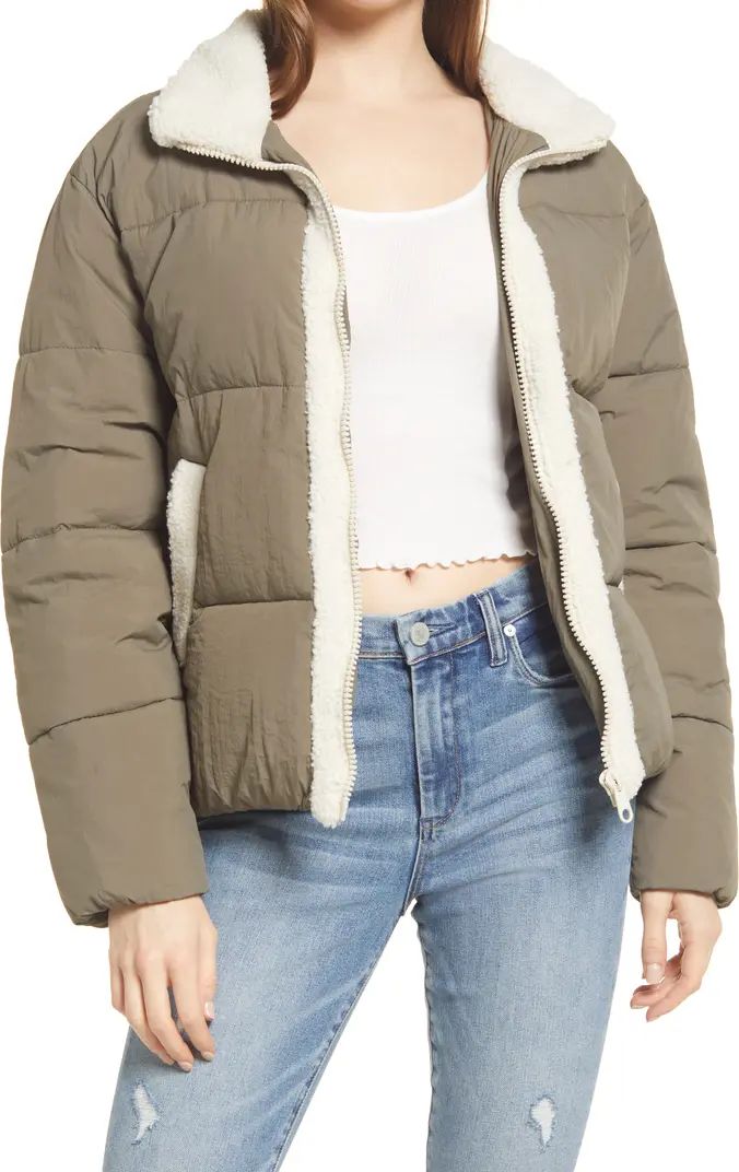 VERO MODA Chat Short Puffer Jacket with Faux Shearling Lining | Nordstrom | Nordstrom