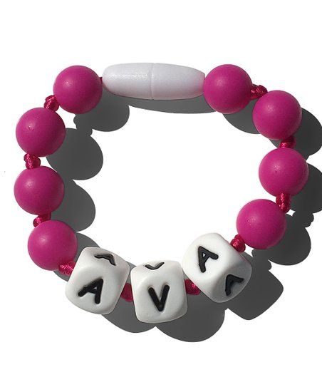 Pink Personalized Teething Bracelet | Zulily