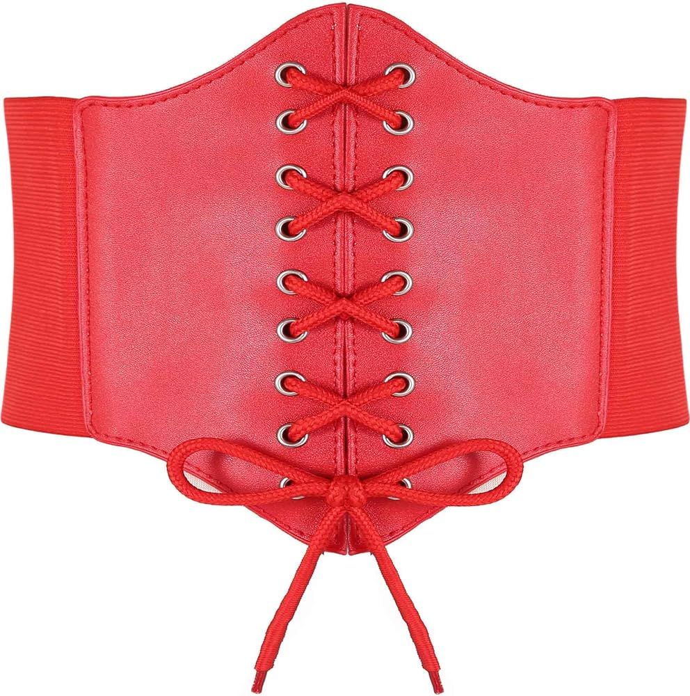 Hoerev Corsets Belt Tops Leather Vest Pirate Halloween Costume Lace Up Waist Belt Bustiers Corset... | Amazon (US)