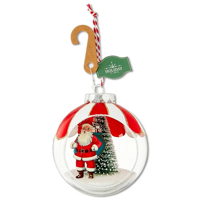 Red and White Santa Bottle Brush Scene, 4", by Holiday Time | Walmart (US)