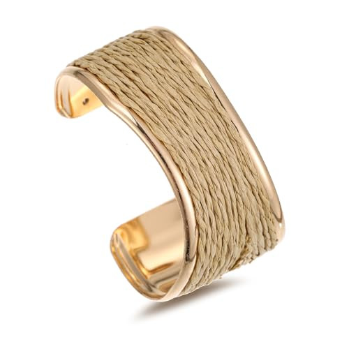 Raffia Irregular Wave Cuff Bracelet for Women, Chunky Bangle Wide Open Cuff Bangle Statement Brac... | Amazon (US)