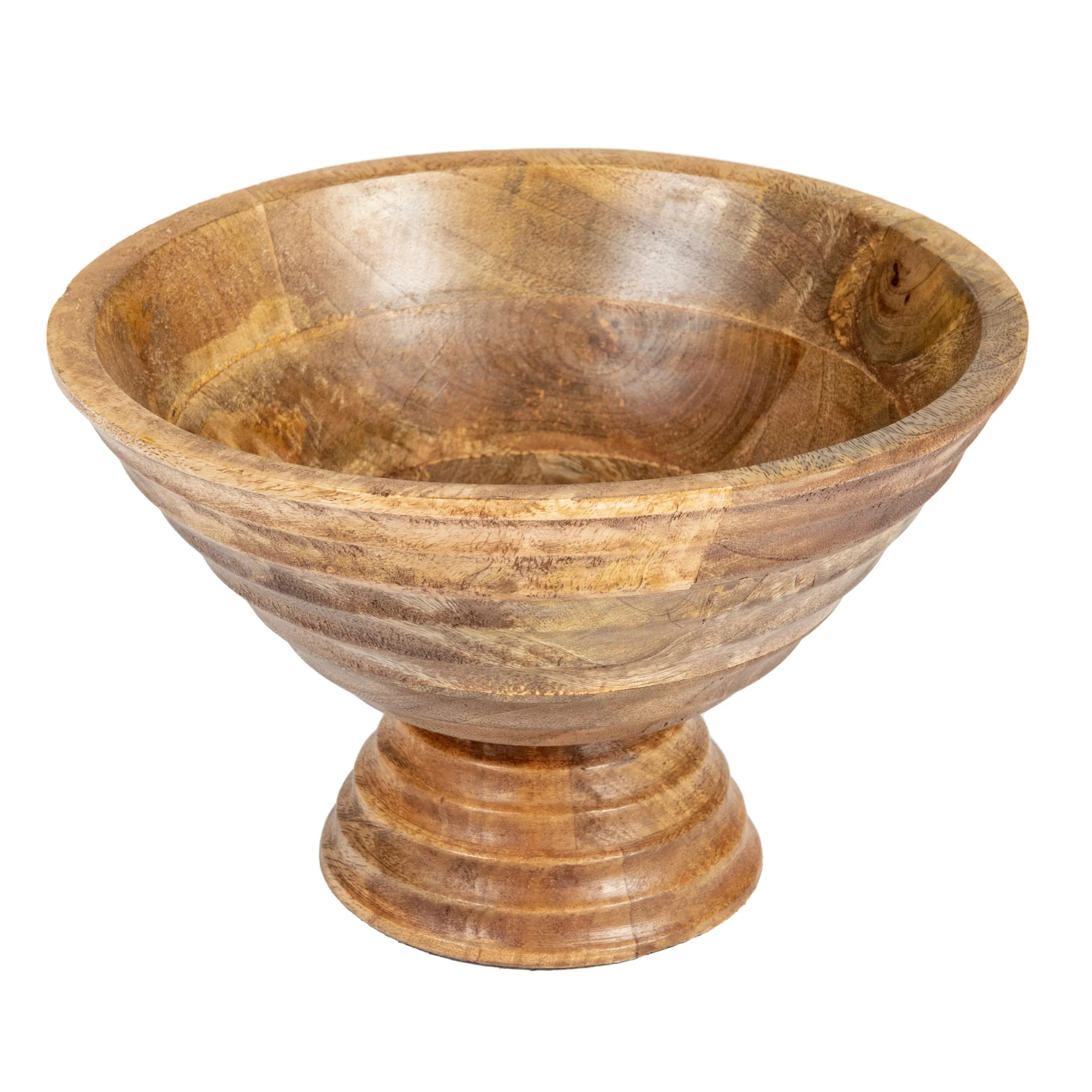 Creative Co-Op Boho Wood Pedestal Serving Bowl, Light Brown Finish | Walmart (US)