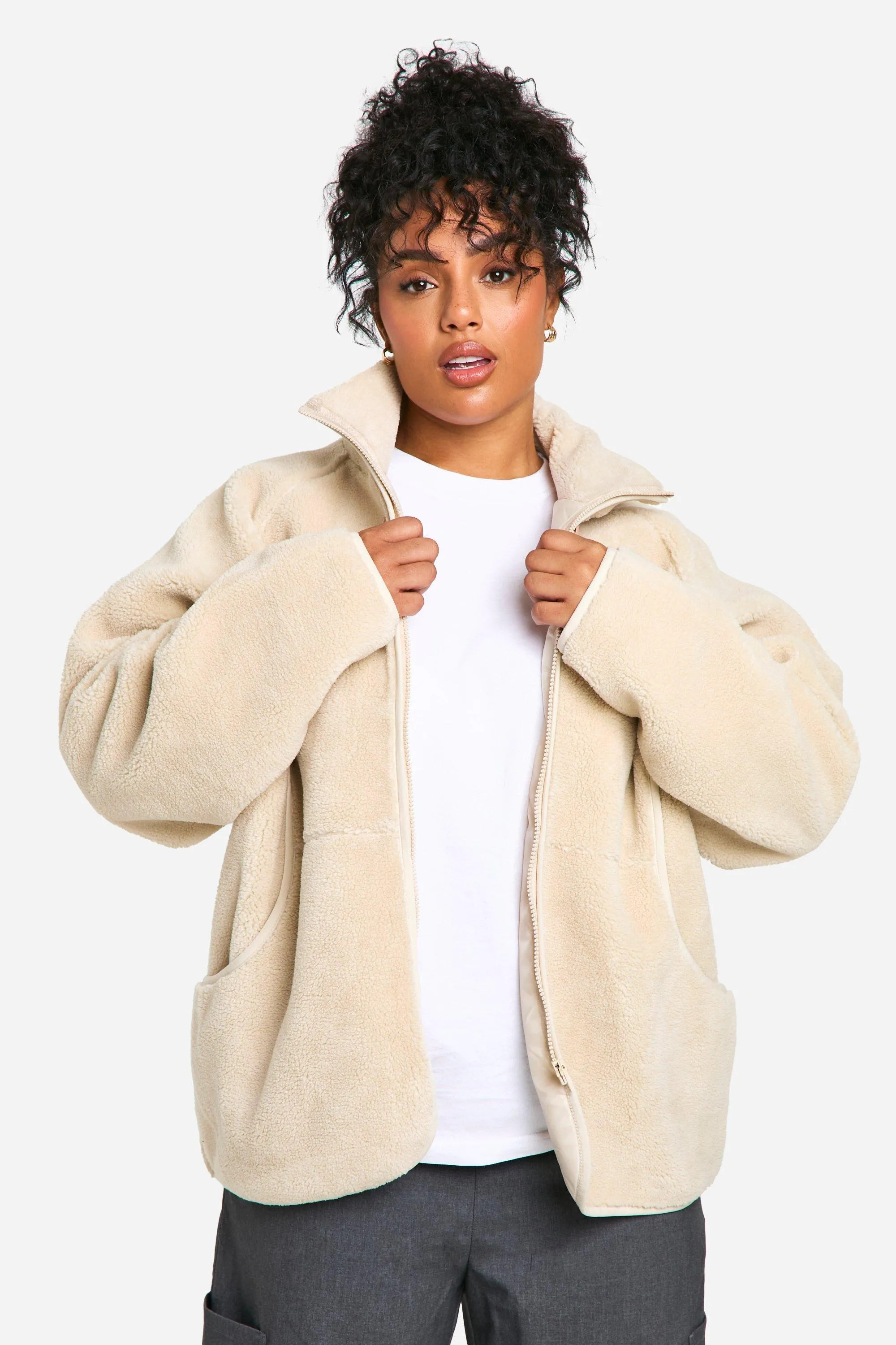 Plus Oversized Teddy Zip Up Jacket | Boohoo.com (UK & IE)