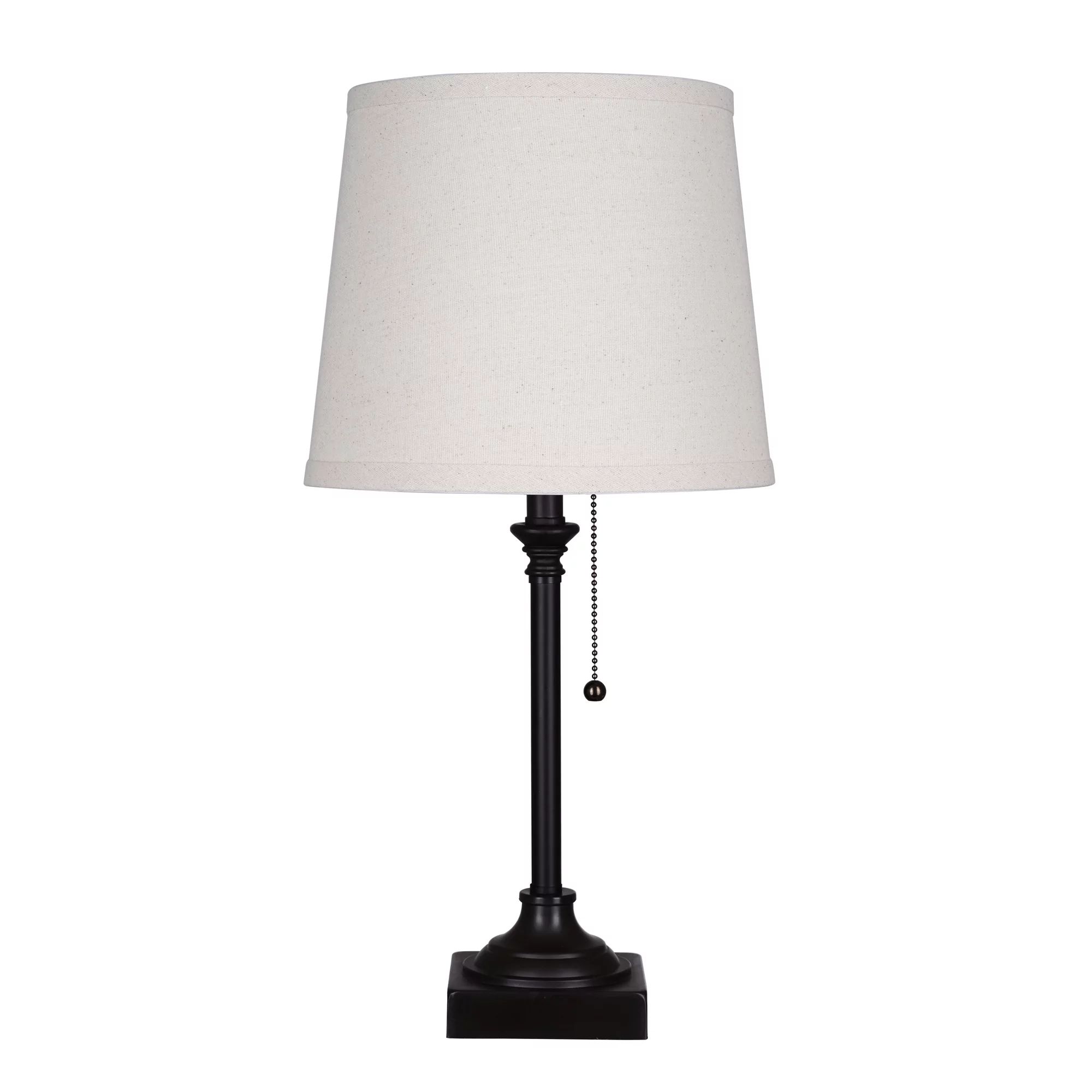 Mainstays Bronze & Beige Metal Pull Chain Transitional Accent Lamp 19"H | Walmart (US)