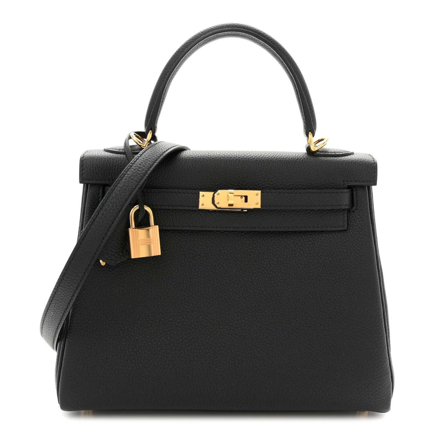 Togo Kelly Retourne 25 Black | FASHIONPHILE (US)