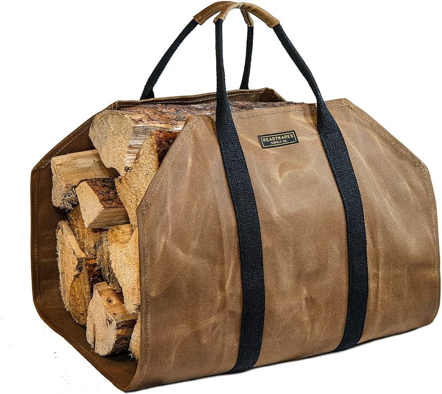 Waxed Canvas Firewood Carrier, Heavy Duty Firewood Log Carrier, Classic Durable Design Tan | Amazon (US)